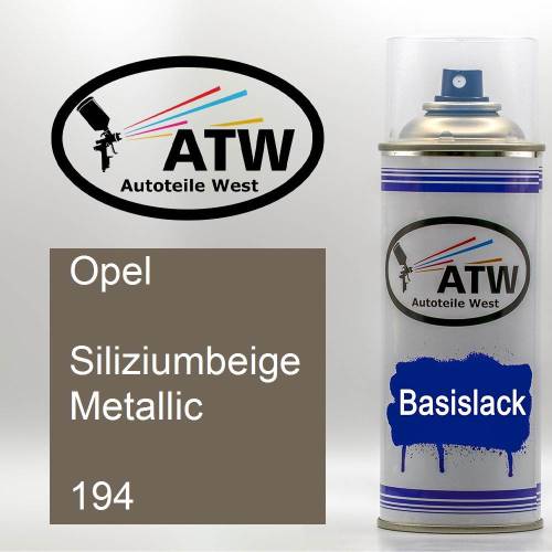 Opel, Siliziumbeige Metallic, 194: 400ml Sprühdose, von ATW Autoteile West.